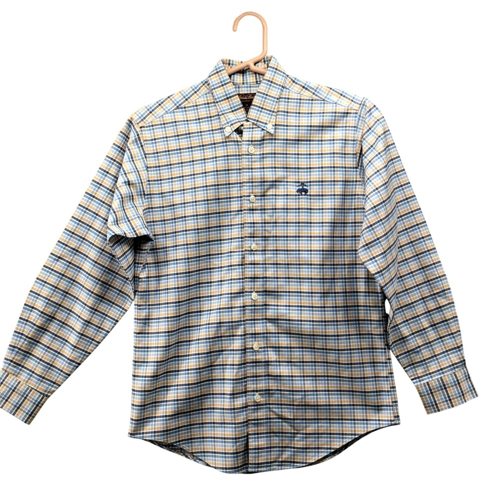 Brooks Brothers Boys M (10-12)‎ Supima Long Sleeve Button Down Shirt Blue Plaid